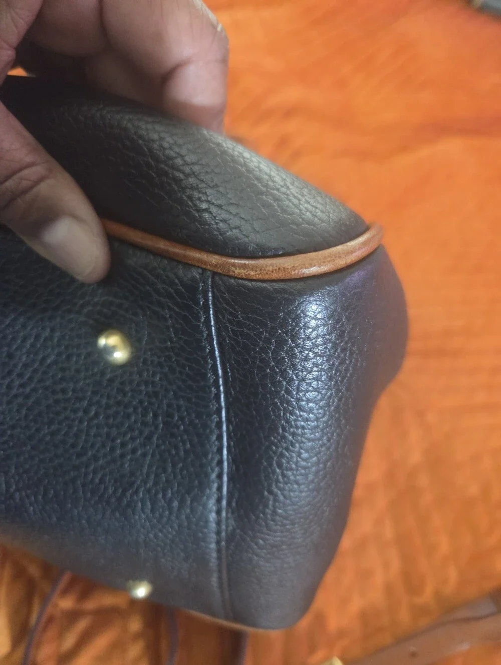 Vintage 1996 Dooney & Bourke Black Brown Leather Satchel